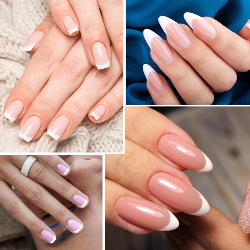 Guduling 1620 Pcs French Tip Stencils for Nails,Self-Adhesive French Nail Tip Stickers,4 Different Designs White Nails Frenchs Tips Sticker for DIY Decoration Stencil Tools(1620 pcs) - Image 3
